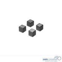 Imanes metálicos negros cubo, 4 piezas